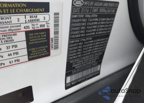 2016 Land Rover Range Rover Sport 3.0L V6 Supercharged Hse из США, поврежденный, VIN SALWS2VF2GA573489